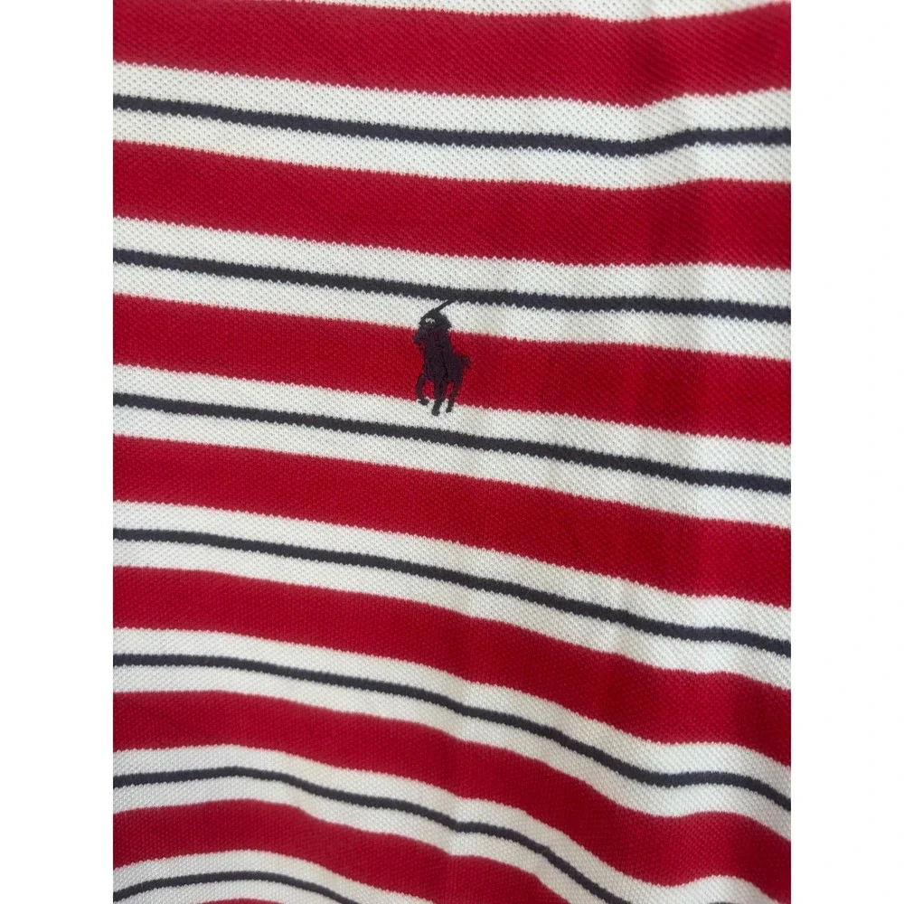 Polo Ralph Lauren Mens XXL Red White Striped Polo Shirt Cotton Pique Pony Tee